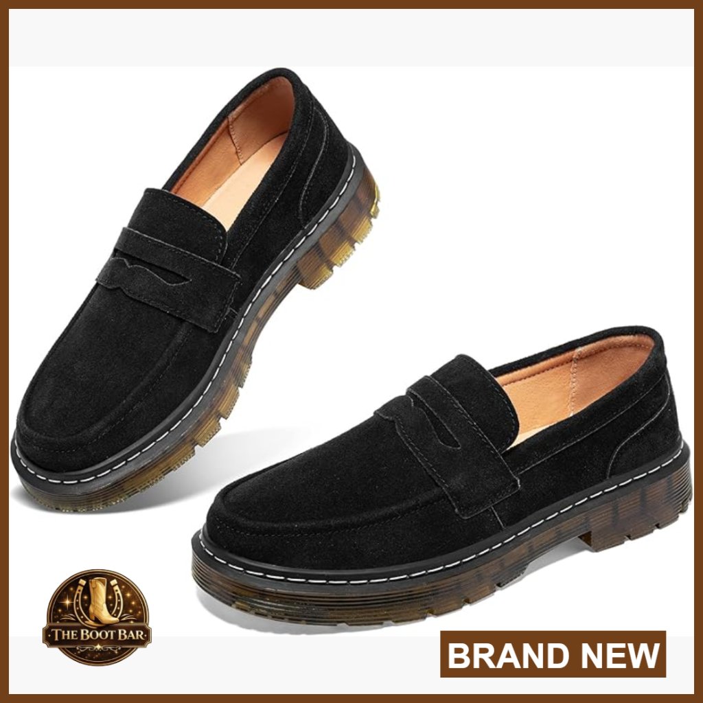Women's Suede Penny Loafers Slip-On Flats With Memory Foam Insole